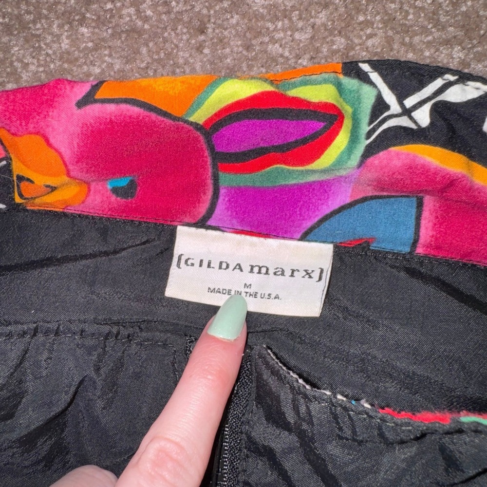 Gilda Marx Vintage 80's or 90's Black & Vibrant Multicolor Size Medium - Picture 2 of 12